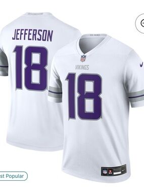 Nike White Minnesota Vikings #18 Jefferson Jersey